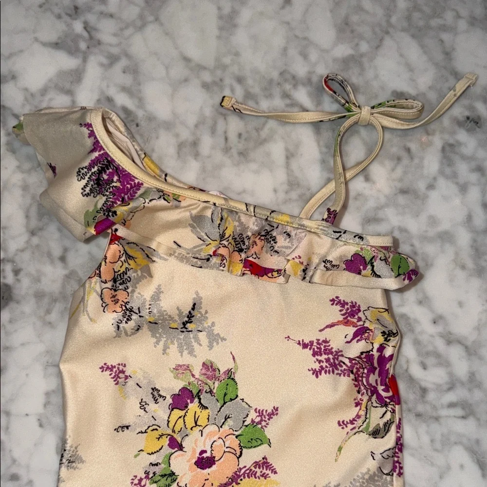 Zimmermann Multicolor Floral One-Shoulder Swimsuit 2Y - Picture 3 of 9
